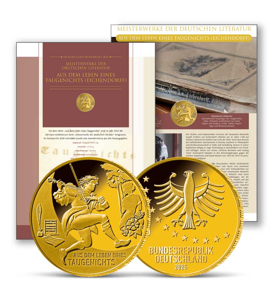 Gold-Numisblatt 2025 Meisterwerke der deutschen Literatur Aus dem Leben eines Taugenichts