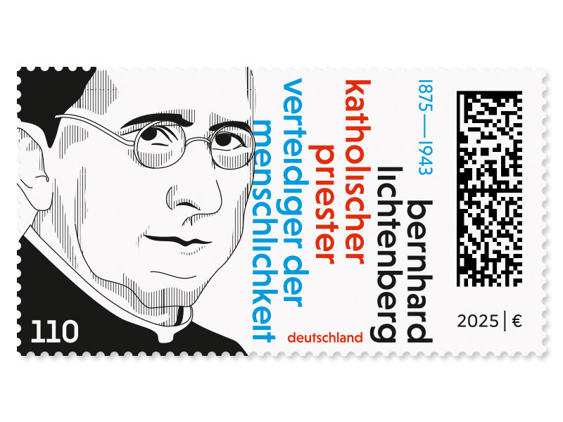 Portrt Bernhard Lichtenbergs in Linienillustration