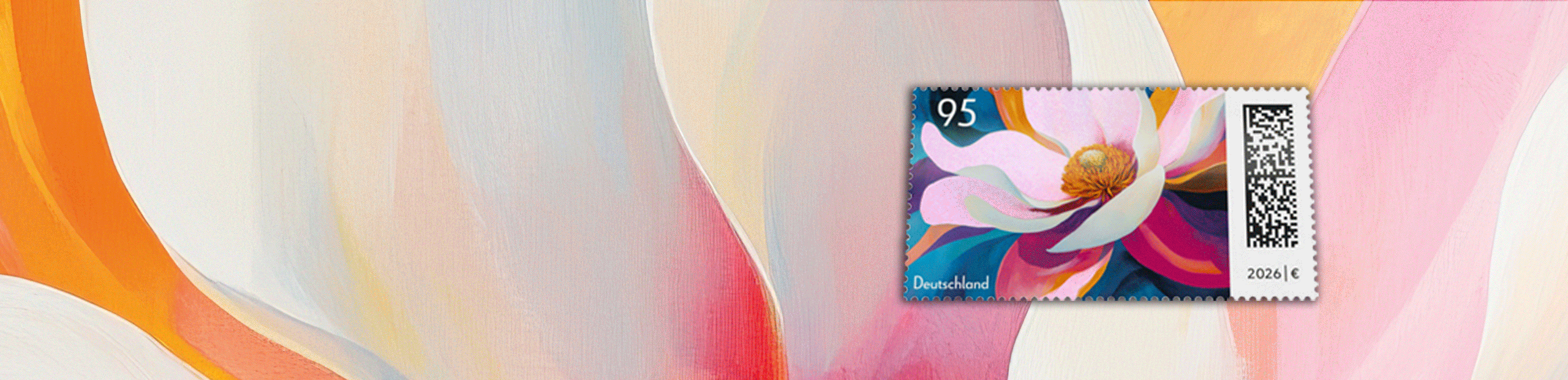 Darstellung einer sich bewegenden Magnolienbl�te mit Glanzeffekt auf rosa Hintergrund