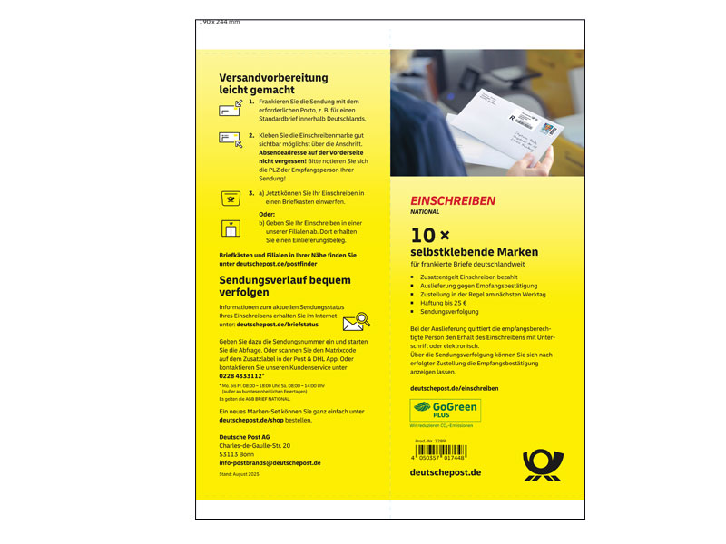 Einschreiben, 10er-Marken-Set