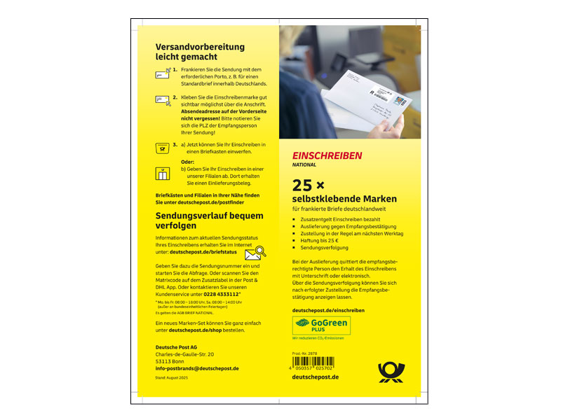 Einschreiben, 25er-Marken-Set