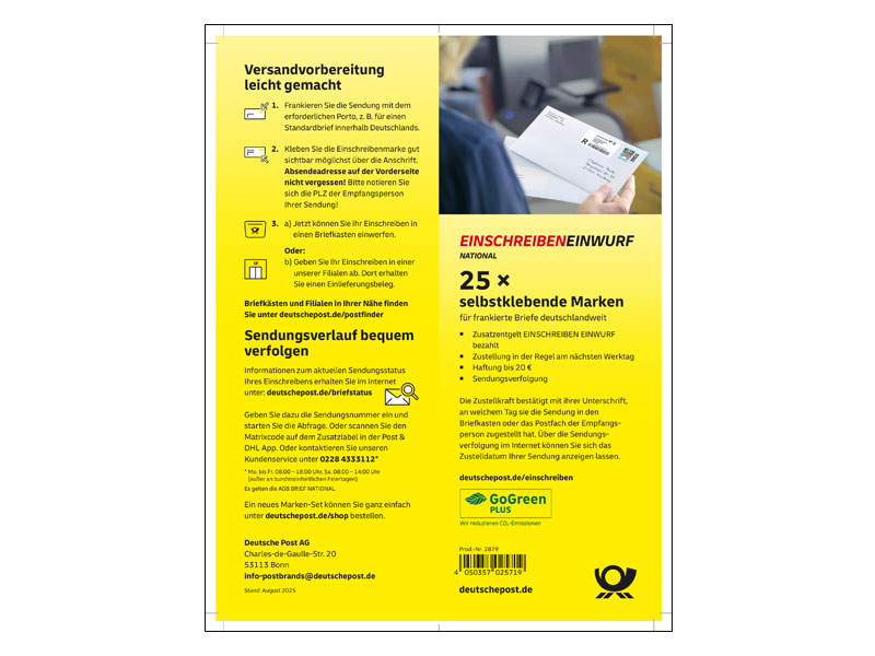 Einschreiben Einwurf, 25er-Marken-Set