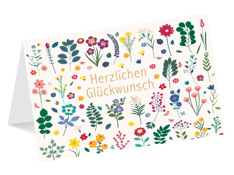 Gl�ckwunschkarte Herzlichen Gl�ckwunsch Blumen