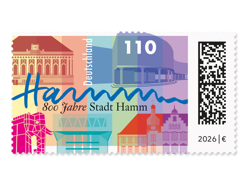 Handgeschriebener Schriftzug verbindet f�nf markante Geb�ude der Stadt