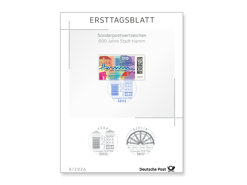 Ersttagsblatt 8 2026 26 800 Jahre Stadt Hamm