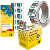 Collage selbstklebender Briefmarken