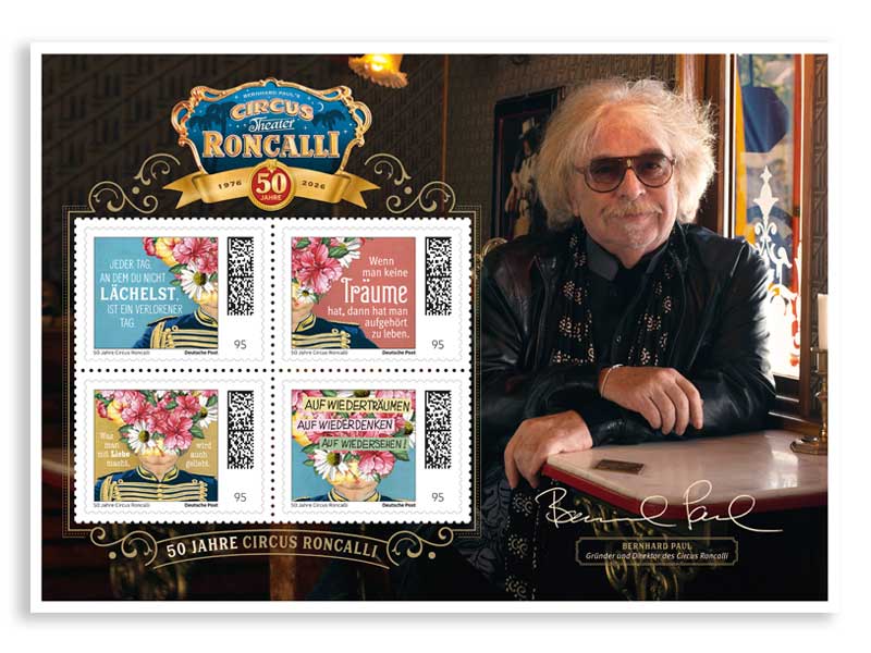 4er-Bogen der Sonderedition 50 Jahre Circus-Theater Roncalli - Blumen und Zitate