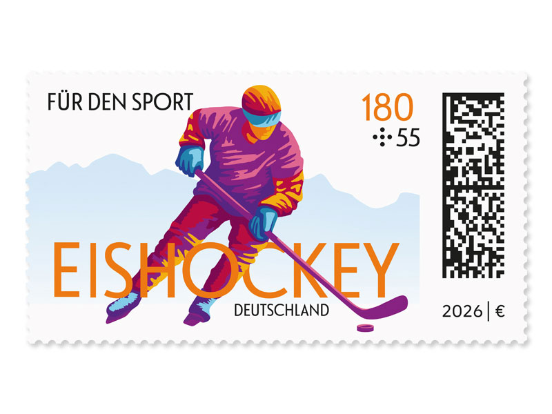 Stilisierter Eishockeyspieler in expressiver Farbgebung