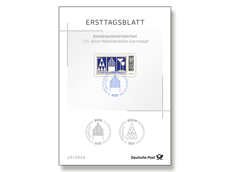 Ersttagsblatt 19/26 125 Jahre Mathildenh�he Darmstadt