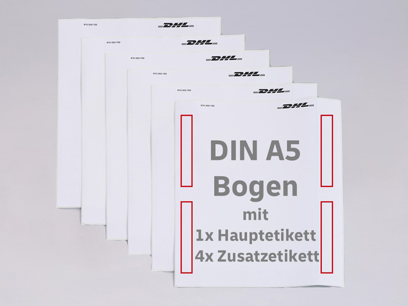 DHL Versandlabel Laser, Bogen DIN A5