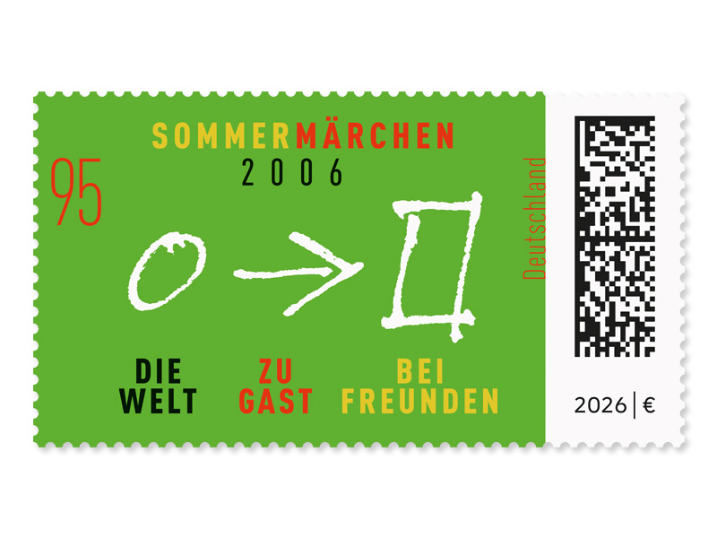 Auf gr�nem Rasen dargestellte Botschaften zum Briefmarkenthema
