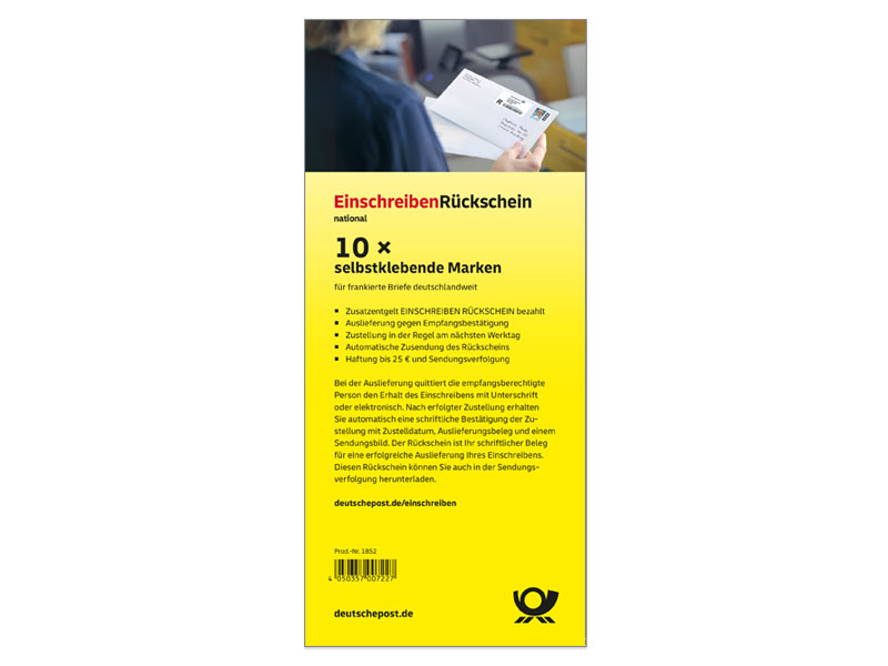Einschreiben R�ckschein, 10er-Marken-Set