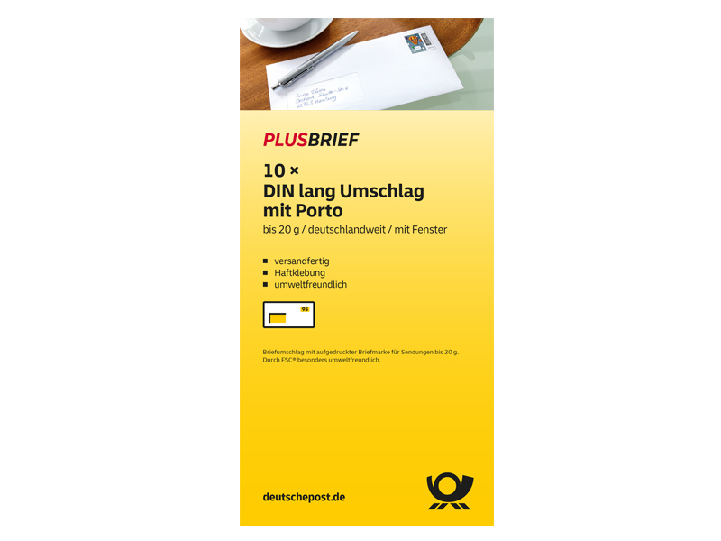 Plusbrief 0,95 EUR mit Matrixcode, DIN lang mit Fenster, 10er-Set
