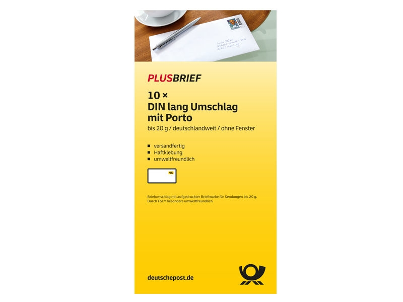 Plusbrief 0,95 EUR mit Matrixcode, DIN lang oF 10er-Set