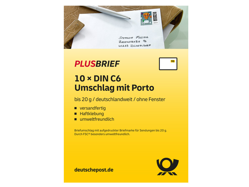 Plusbrief 0,95 EUR mit Matrixcode, DIN C6 oF 10er-Set