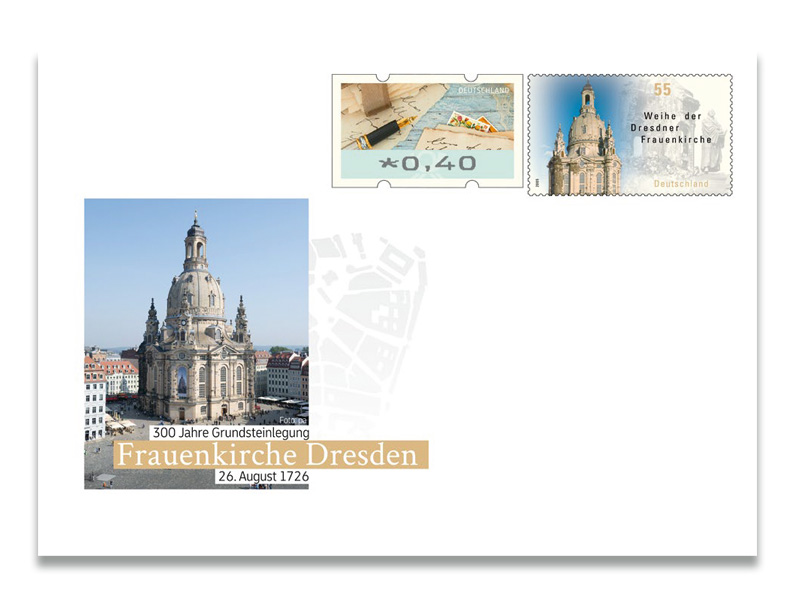 Gedenkbriefumschlag 300 Jahre Grundsteinlegung Frauenkirche Dresden