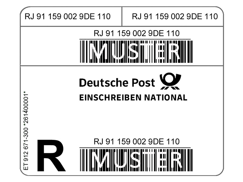 Einschreiben-Label Rolle � 500 St�ck National