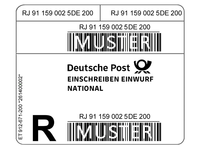 Einschreiben-Einwurf Label Rolle � 500 St�ck