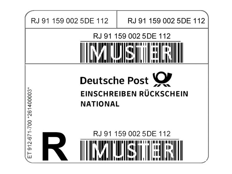 Einschreiben-R�ckschein Label Rolle � 500 St�ck