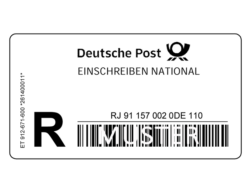 Einschreiben-Label Rolle � 1000 St�ck National