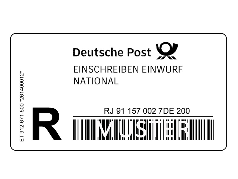 Einschreiben-Einwurf-Label Rolle � 1000 St�ck
