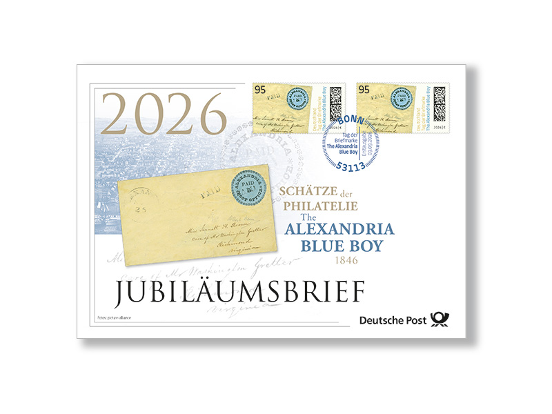 Jubil�umsbrief Sch�tze der Philatelie - The Alexandria Blue Boy