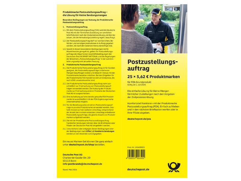 Produktmarke Postzustellungsauftrag 25er-Set
