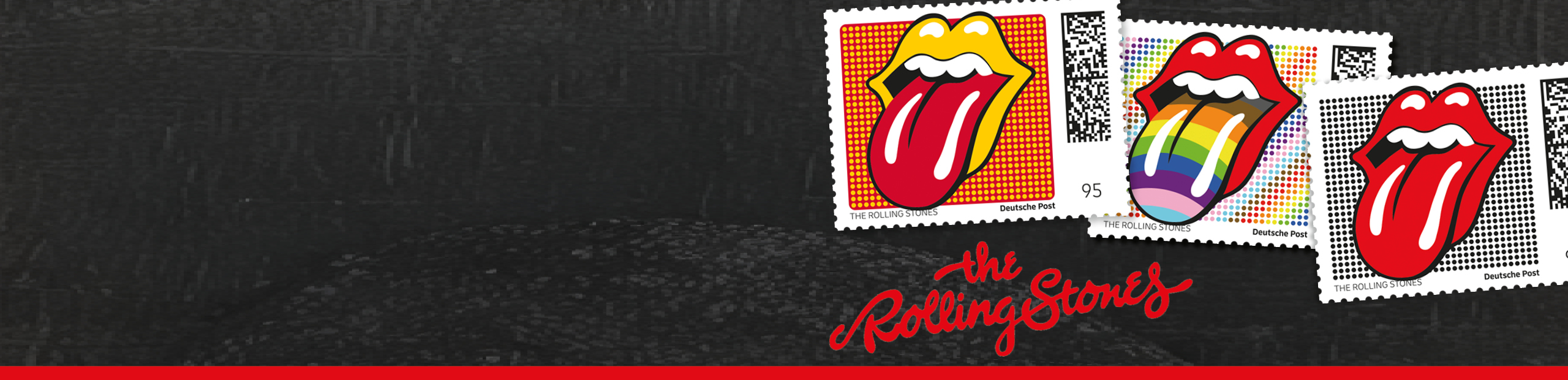 Briefmarken mit dem ber�hmten Motiv Tongue, der Rolling Stones