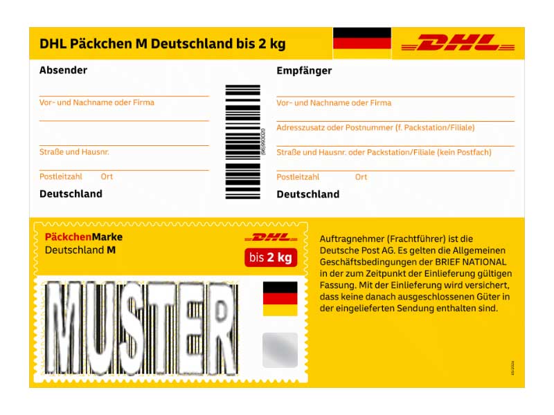 DHL P&Auml;CKCHENMARKE M Deutschland bis 2 kg 
