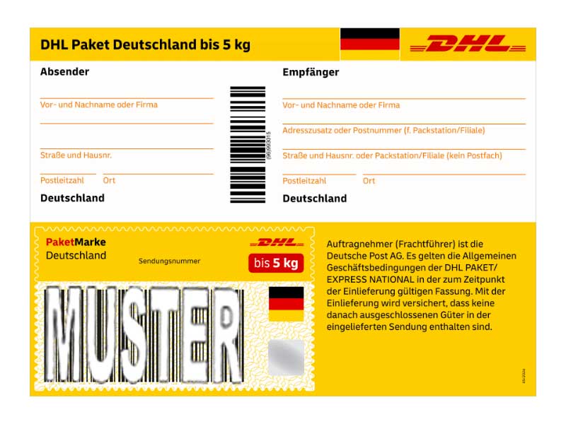 DHL Paketmarke Deutschland bis 5 kg, einzeln 