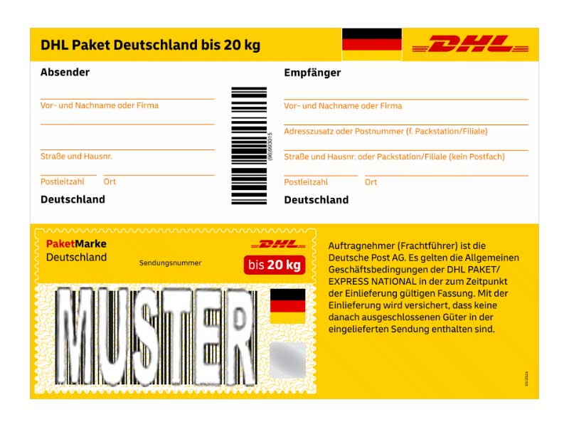DHL Paketmarke Deutschland bis 20 kg, einzeln