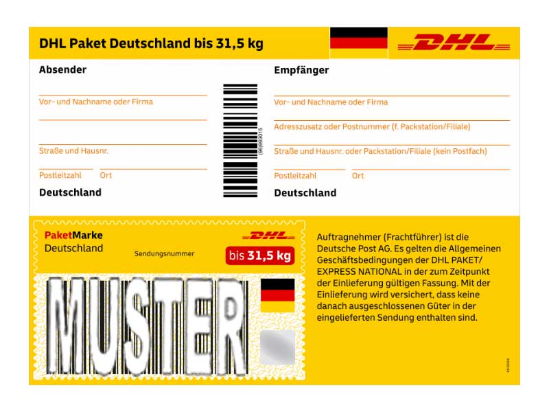 Bild DHL PAKETMARKE Deutschland bis 31,5 kg - Versandschein