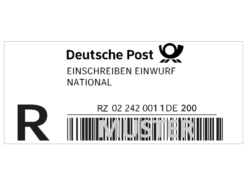 Label Einwurf Einschreiben national 25 St�ck