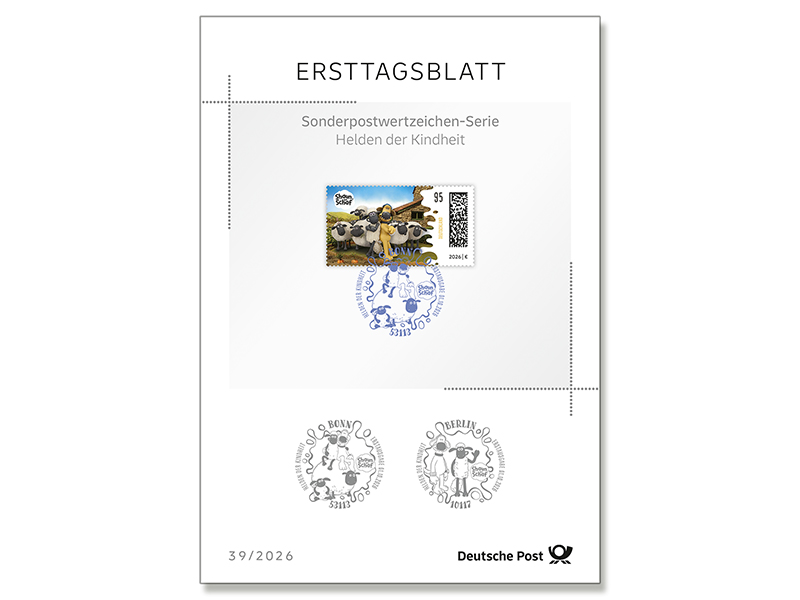 Ersttagsblatt 39/26 Helden der Kindheit - Shaun das Schaf 