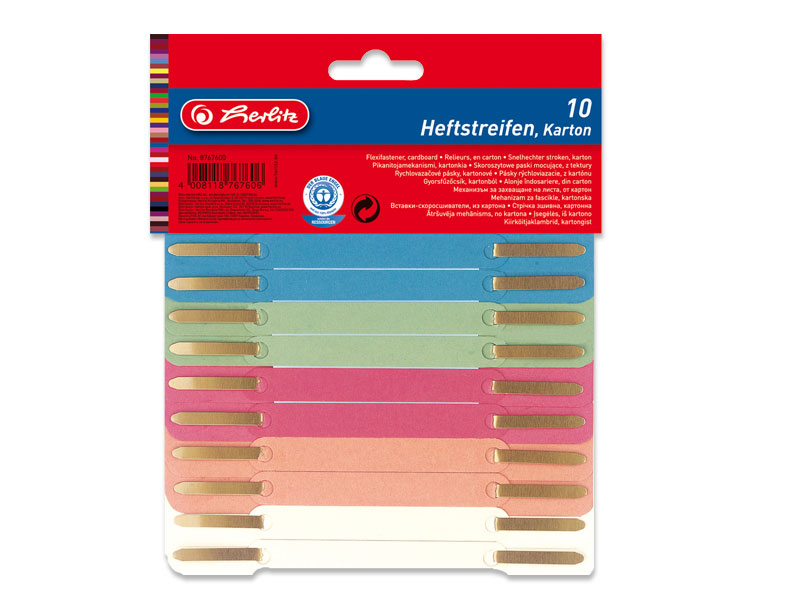 Bild "Herlitz Heftstreifen" 10er-Set, farbig sortiert, "Blauer Engel"