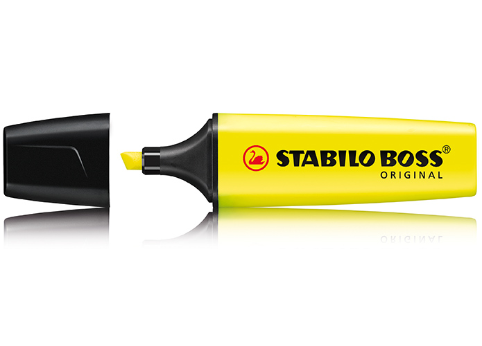 Stabilo Textmarker Boss Original, Schriftfarbe: gelb