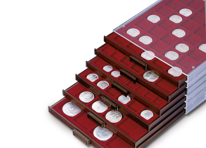 Mnzenbox, transparent mit 1 Schub-Tableau, MBCAPS32