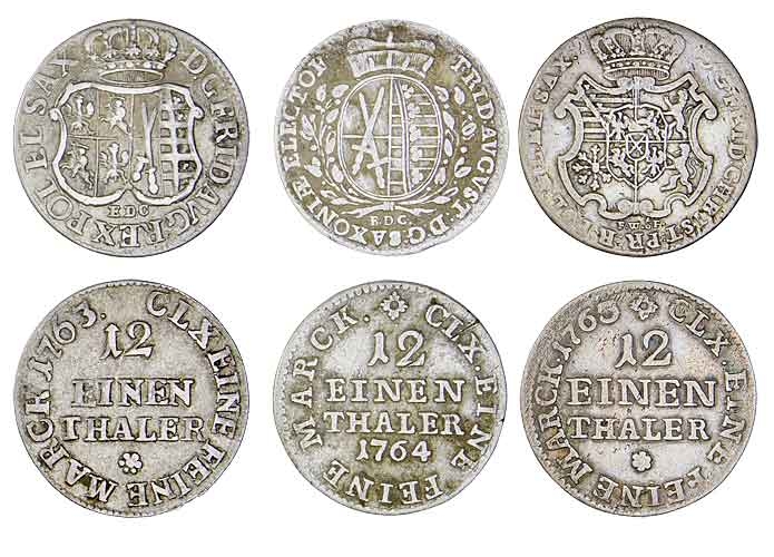 Set mit drei 1/12 Taler Sachsen