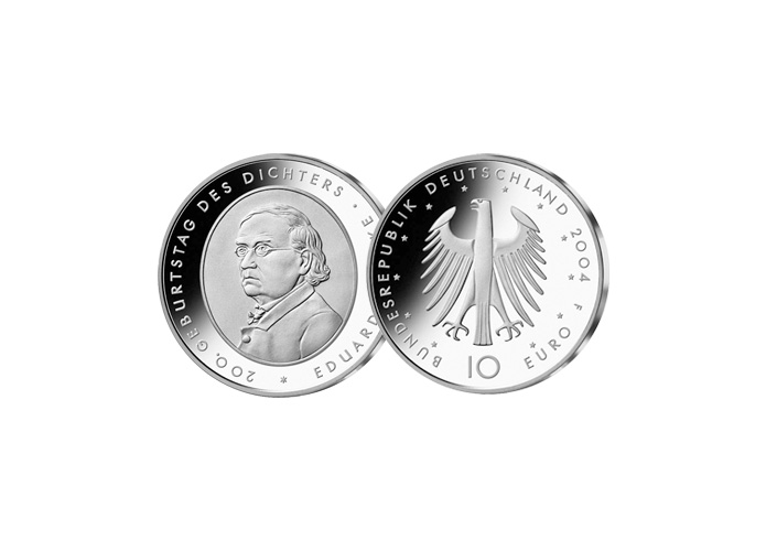 10-Euro-Mnze: 200. Geburtstag Eduard von Mrike; 2004 (Spiegelglanz)
