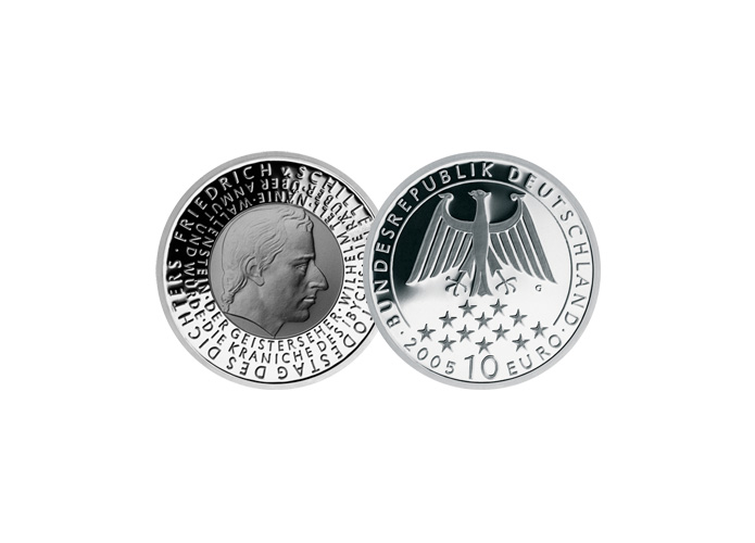 10-Euro-Mnze: Friedrich von Schiller; 2005 (Spiegelglanz)