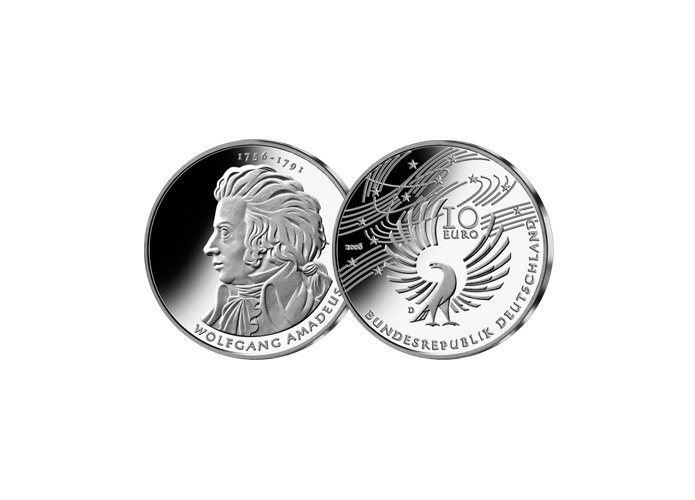 10-Euro-Mnze: 250. Geburtstag Wolfgang Amadeus Mozart; 2006 (Spiegelglanz)