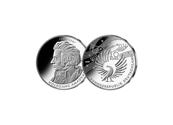 10-Euro-Mnze: 250. Geburtstag Wolfgang Amadeus Mozart; 2006 (Stempelglanz)