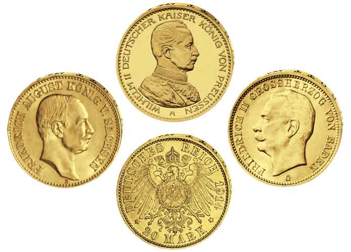 3 Goldmnzen Dt. Kaiserreich (1914)