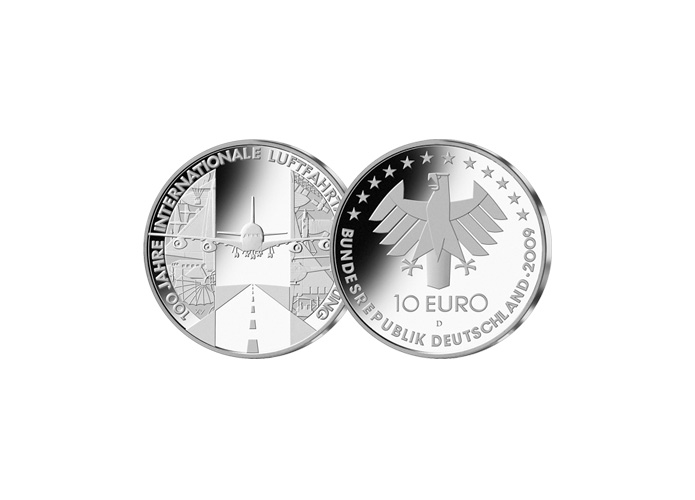 10 Euro 100 Jahre Internationale Luftfahrtausstellung, 2009 (Stempelglanz)