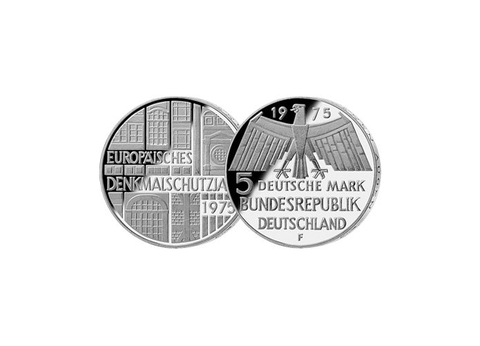 5 DM Mnze: "Europisches Denkmalschutzjahr 1975", (Stempelglanz)