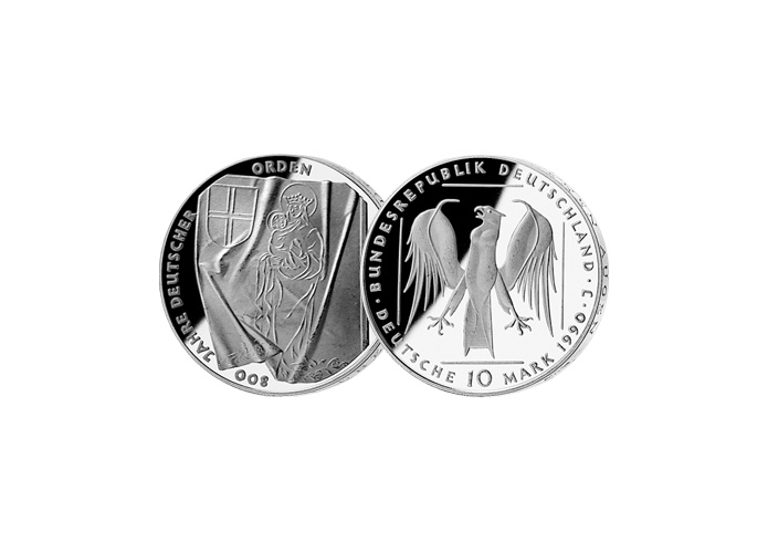 10 DM Mnze: "800. Jahrestag der Grndung des Deutschen Ordens", 1991 (Stempelglanz)
