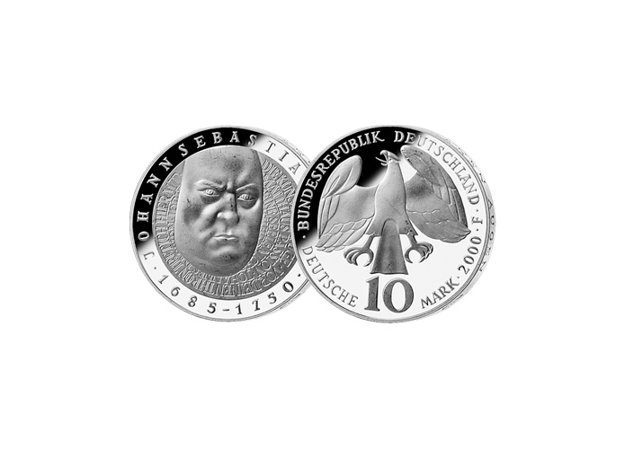 10 DM Mnze: "250. Todestag von Johann Sebastian Bach", 2000 (Stempelglanz)