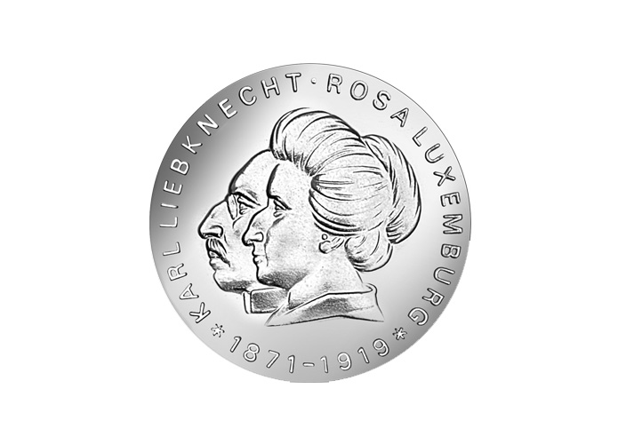 DDR Mnze: 20 Mark "100. Geb. Karl Liebknecht u. Rosa Luxemburg",1971 (Vorzglich/Stempelglanz)