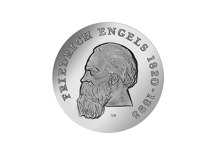 DDR Mnze: 20 Mark "150. Geburtstag Friedrich Engels", 1970 (Vorzglich/Stempelglanz)