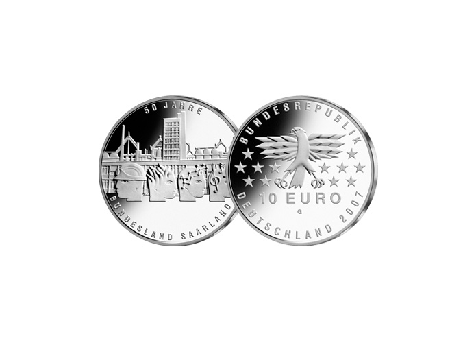10 Euro 50 Jahre Saarland; 2007 (Spiegelglanz)